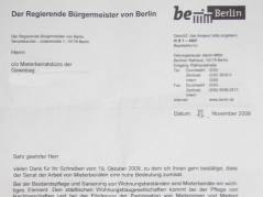 Antwort des Regierenden Bürgermeisters von Berlin an den Mieterbeirat der GEWOBAG
